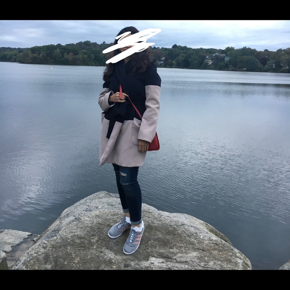Navy and beige Wrap coat